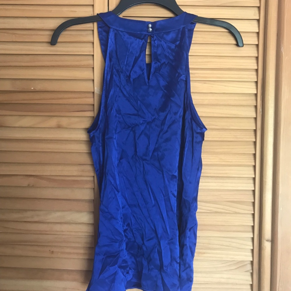 Silk cobalt blue sleeveless cache top - Picture 5 of 5